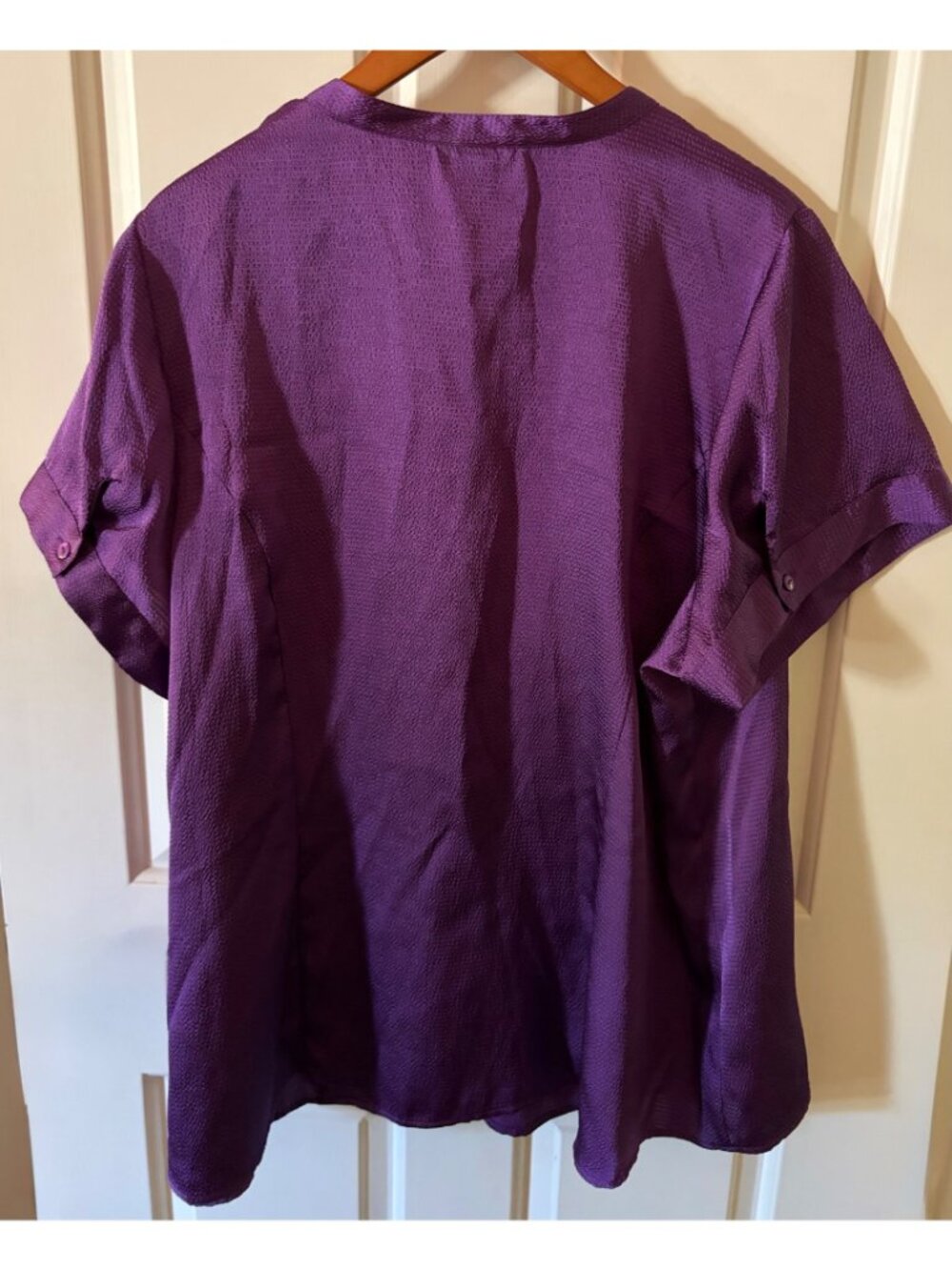 Lane Bryant Purple Blouse V-Neckline Ruffle Short Sleeve Size 22/24 - Picture 5 of 8